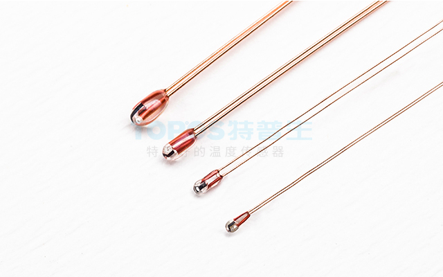 Single-ended glass-sealed thermistor